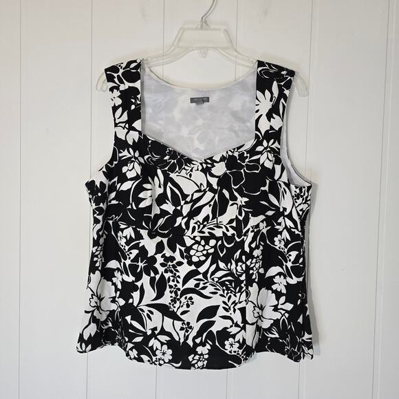 Ann Taylor Floral Linen Top Sleeveless Lined Sweetheart Neck Size 16 - Picture 1 of 11